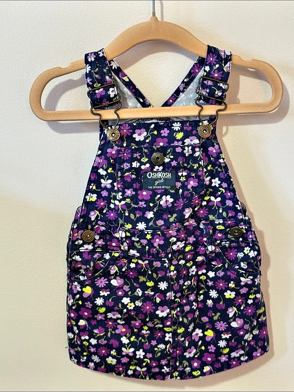 OshKosh B'gosh Floral Baby Overalls Purple & White 6 Months